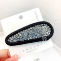 Elegant water drop hair clip with sparkling rhinestones and black braided edge trim - Teardrop / White