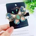 Pinza para pelo de mariposa estilo barroco con gema verde y detalles de cristal - Pinza de Mariposa Verde