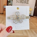 Elegante fermaglio per capelli dorato con fiore a cinque petali e zirconi trasparenti - Stile Fiore a Cinque Petali