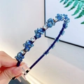 Himmelblaues Kristall-Haarband mit marineblauer Basis und funkelnden Strasssteinen - Blau
