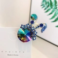 Elegante pinza para el pelo de conejo con cristal de colores y pedrería azul - Conejo Verde Fantasma