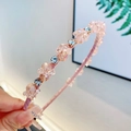 Rosa mattes Perlenstirnband mit funkelnden Kristallen und weichem Seideninnenfutter - Rosa