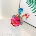 Elegant rabbit hair claw clip with large pink crystal and colorful rhinestone accents - Rabbit Multicolor