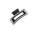 Elegant black acrylic hair claw clip with double-row rhinestone trim in rectangular design - 8cm Hollow Large Claw / Black