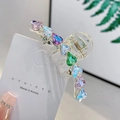 Molla per capelli trasparente con strass colorati a forma di cuore su scheda display - Trasparente Multicolore