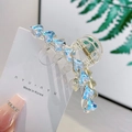 Pinza per capelli con cuori strass iridescenti in gradazione blu e viola - Trasparente Bianco