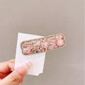 Fermaglio per capelli rosa con cuore, coniglietto, perle bianche e strass lucidi - Rosa