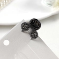 Fermaglio per capelli con strass neri silhouette Mickey su scheda bianca - Stile Orecchio di Gatto Nero (Nero Lucido)