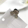 Piccola molletta per capelli a forma di topo con strass argento e finitura nera - Stile Orecchio di Gatto Nero (Strass Bianco)