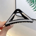 Eleganter schwarzer Haarclip in Dreiecksform mit Doppelreihe Kristallen und Goldrand - Dreieck Schwarz 9CM