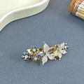 Pince à cheveux papillon et fleur dorée élégante avec strass brillants de style vintage - Gris