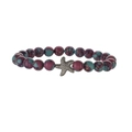 Handmade beaded bracelet with purple turquoise stones and a silver starfish charm - Blue and Purple Stone and Starfish