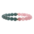 Pulsera elástica de cuentas de piedra natural 8mm verde y rosa con espaciadores dorados - Calcedonia Rosa y Piedra Verde