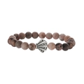 Handmade stone bead bracelet featuring a silver shell charm with pink zebra jasper stones - Pink Zebra Jasper