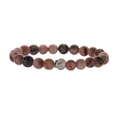 Pink zebra agate beaded bracelet with silver shell charm on white background - Pink Zebra Jasper and Shell