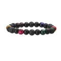 Handgefertigtes Armband aus Hämatit, Tigerauge, Vulkanstein und bunten Perlen für Paare - Lava Und Matt Und Buntes Tigerauge