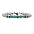 Detail of adjustable white turquoise and blue stone beaded bracelet with metal spacers - Natural White And Blue Turquoise