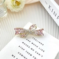 Eleganter goldener Schmetterlings-Haarclip mit rosa und weißen Strasssteinen - Rosa Knoten Federclip