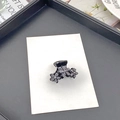 Piccola molletta nera elegante per capelli con fiori di strass scintillanti da donna - Base Nera + Pietre Nere Lucide