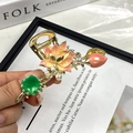 Dettaglio molletta per capelli a fiore di loto vintage con petali in smalto e perle - Pinza per Capelli Fior di Loto