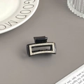 Minimalistische schwarze rechteckige Haarklammer mit glitzerndem Strassrand für Damen - Quadrat Schwarz Basis Mit Klarem Strass