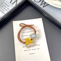 Cute yellow bear hair tie with sparkling rhinestones and brown elastic bands for women - Yellow