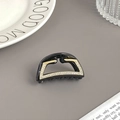Minimalistische schwarze Haarklammer mit goldenem Metallrahmen und weißen Strass - Sichel-Stil Schwarz Basis Mit Klarem Strass