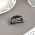 Minimalistische schwarze Haarklammer mit Strasssteinen für elegantes Haarstyling - Sichel-Stil Schwarz Basis Mit Schwarzem Strass