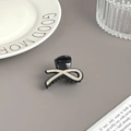 Eleganter schwarzer Mini-Haarclip mit goldenen Strasssteinen für Damen, stilvolles Haar-Accessoire - Gedrehter Stil Schwarz Basis Mit Klarem Strass