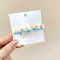 Detail of Korean style hair clip featuring six AB iridescent crystals on a white card - Iridescent White AB Crystal / AB White