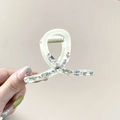 Elegant Korean style cream green hair claw clip with sparkling crystal inlay for women - Hanger Style Transparent Beige