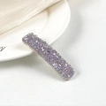 Elegant rectangle hair clip with purple crystals and silver trim for a luxurious look - Purple