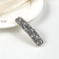 Elegant rectangle hair clip with gray crystals and iridescent rhinestones on silver base - Gray