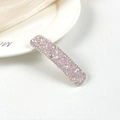 Elegant rectangle spring hair clip with pink glitter and colorful AB rhinestones - Pink