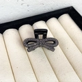 Elegante pinza per capelli a fiocco nero con strass scintillanti per acconciature moda - Fiocco Base Nera Strass Nero Lucido