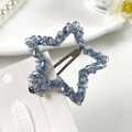 Fermaglio per capelli a stella con perline di cristallo azzurro su carta - Pentagramma / Blu