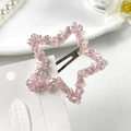 Fermaglio per capelli a stella in cristallo rosa su base metallica con perle - Pentagramma / Rosa