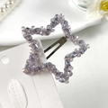Fermaglio a stella con perline di cristallo viola e clip in metallo argentato per capelli - Pentagramma / Viola