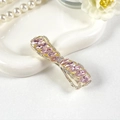 Elegant gold bow hair clip with pink marquise crystals and sparkling rhinestones - Marquise Pink