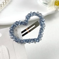 Fermaglio per capelli a cuore con perline di cristallo azzurro per donne su carta - Cuore / Blu