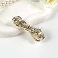 Silver alloy bow hair clip with marquise grey crystals and pavé diamonds - Marquise Gray