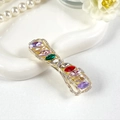 Elegant gold-tone hair clip with colorful marquise crystals and pavé diamonds - Marquise Multicolor