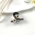 Elegant mini black hair claw clip with shell flowers and rhinestones for women - Fashion Black With White Flower