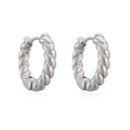Pendientes de aro trenzados plateados con acabado metálico pulido para mujer estilo retro - Plateado (46163)
