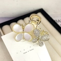 Elegant gold metal butterfly hair claw clip with opal flower and sparkling rhinestones - Butterfly 1 White Rhinestone