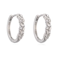 Elegant 18K gold plated wheat ear hoop earrings with sparkling zircon stones in silver finish - Silver