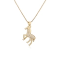 Collar con colgante de caballo vintage bañado en oro de 18K con circonitas blancas - Estilo Caballo Saltando (25552)