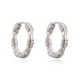 Pendientes de aro en plata pulida con un diseño texturizado de estilo bambú - Plateado (46171)