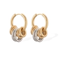 Pendientes de aro en acero inoxidable chapado en oro 18K con colgantes bicolor - Oro Principal Bicolor (46207)