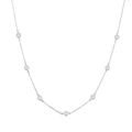 Elegante 18K vergoldete Halskette mit sieben rund eingefassten funkelnden Zirkonia-Steinen - Silber (25697)